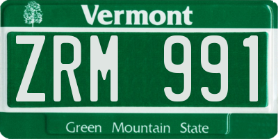 VT license plate ZRM991