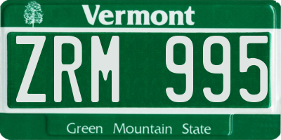 VT license plate ZRM995