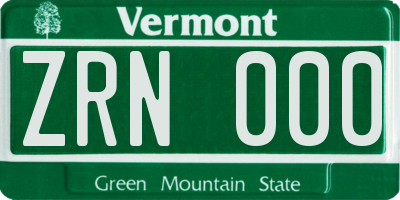 VT license plate ZRN000