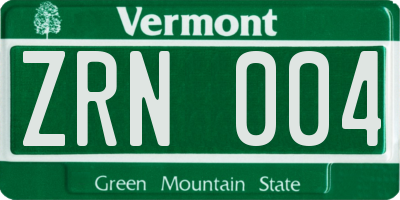 VT license plate ZRN004