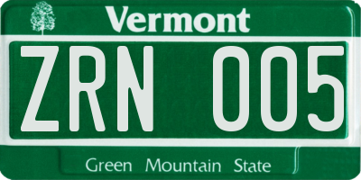 VT license plate ZRN005
