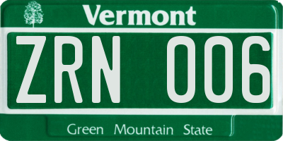 VT license plate ZRN006