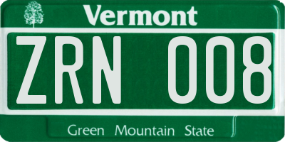 VT license plate ZRN008