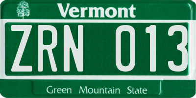 VT license plate ZRN013