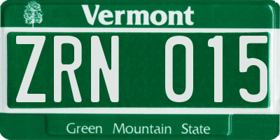 VT license plate ZRN015