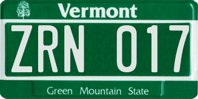VT license plate ZRN017