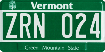 VT license plate ZRN024