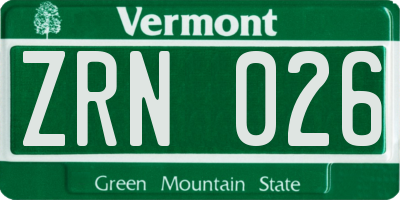 VT license plate ZRN026