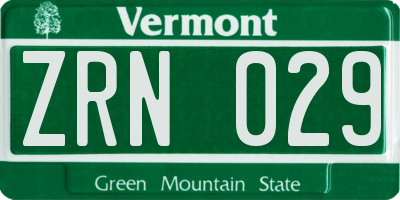 VT license plate ZRN029