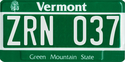 VT license plate ZRN037