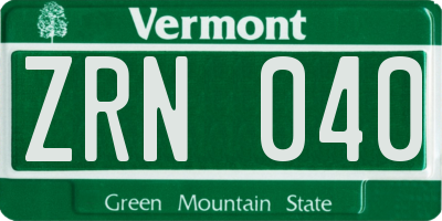 VT license plate ZRN040