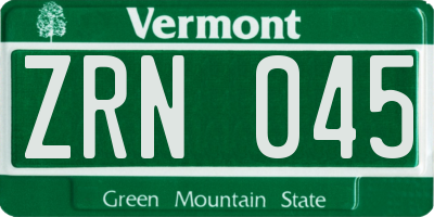 VT license plate ZRN045