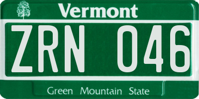 VT license plate ZRN046