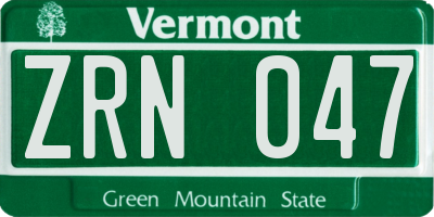VT license plate ZRN047