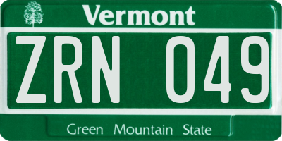 VT license plate ZRN049