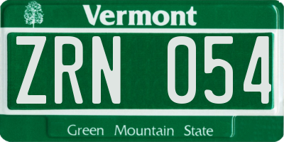 VT license plate ZRN054