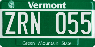 VT license plate ZRN055