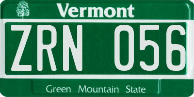 VT license plate ZRN056