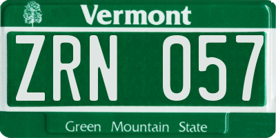VT license plate ZRN057