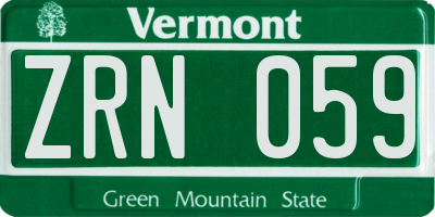 VT license plate ZRN059