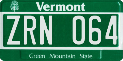 VT license plate ZRN064