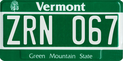 VT license plate ZRN067