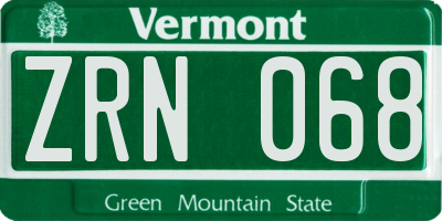 VT license plate ZRN068