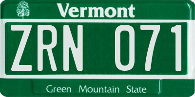 VT license plate ZRN071