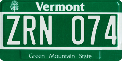 VT license plate ZRN074