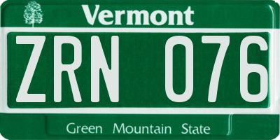 VT license plate ZRN076