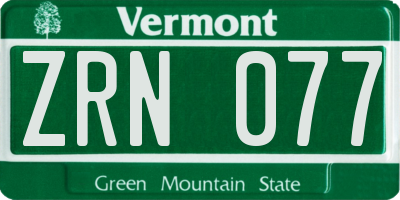 VT license plate ZRN077