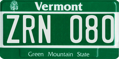 VT license plate ZRN080