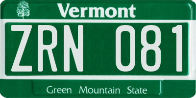 VT license plate ZRN081