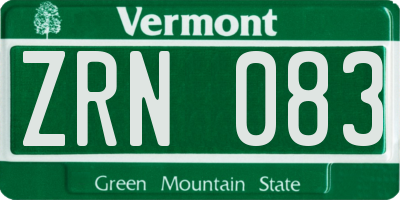 VT license plate ZRN083