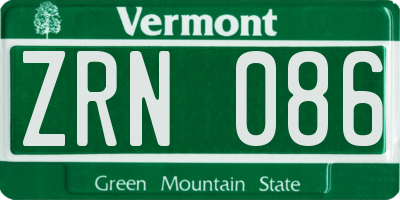 VT license plate ZRN086