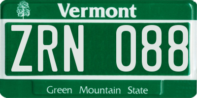 VT license plate ZRN088