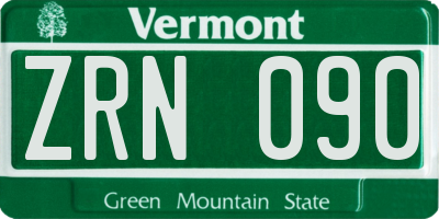 VT license plate ZRN090
