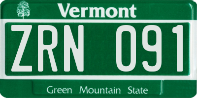 VT license plate ZRN091