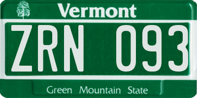 VT license plate ZRN093