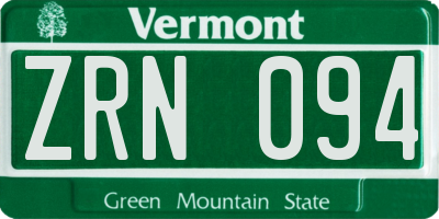 VT license plate ZRN094