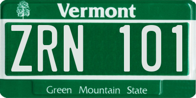 VT license plate ZRN101