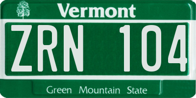 VT license plate ZRN104