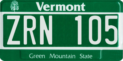 VT license plate ZRN105
