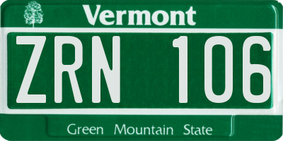 VT license plate ZRN106