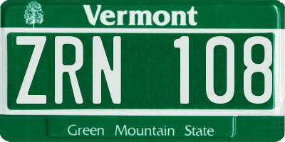 VT license plate ZRN108