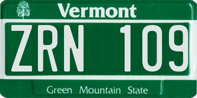 VT license plate ZRN109