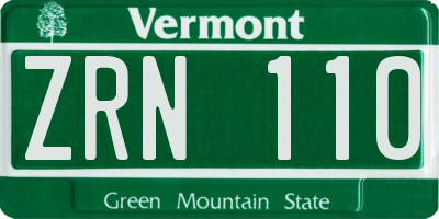 VT license plate ZRN110