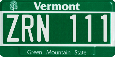 VT license plate ZRN111