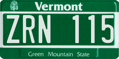 VT license plate ZRN115