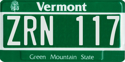 VT license plate ZRN117